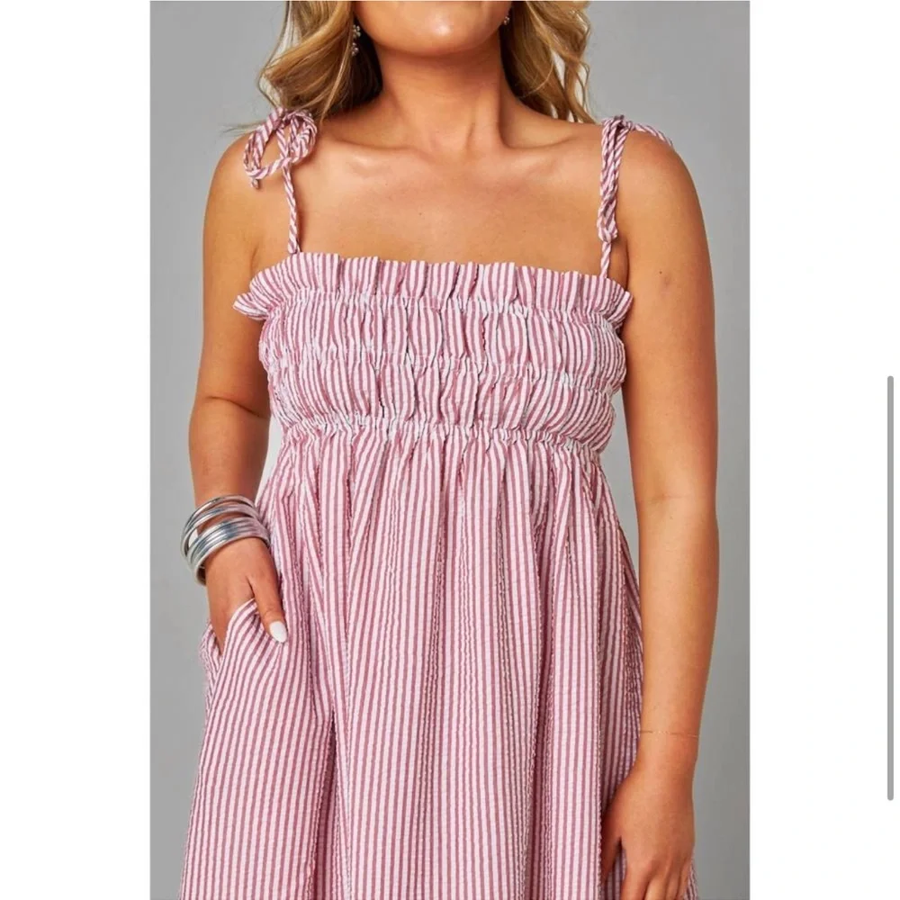 Buddy Love Red and White Striped Midi Dress - Picture 5 of 12